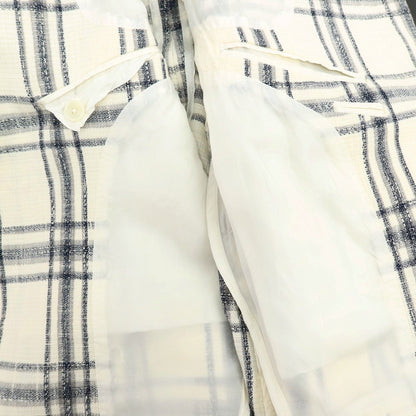 【中古】タリアトーレ TAGLIATORE Brilla per il gusto別注 リネンコットンアクリルナイロン チェック 2B カジュアルジャケット ホワイトxネイビー【 42 】【 状態ランクC 】【 メンズ 】