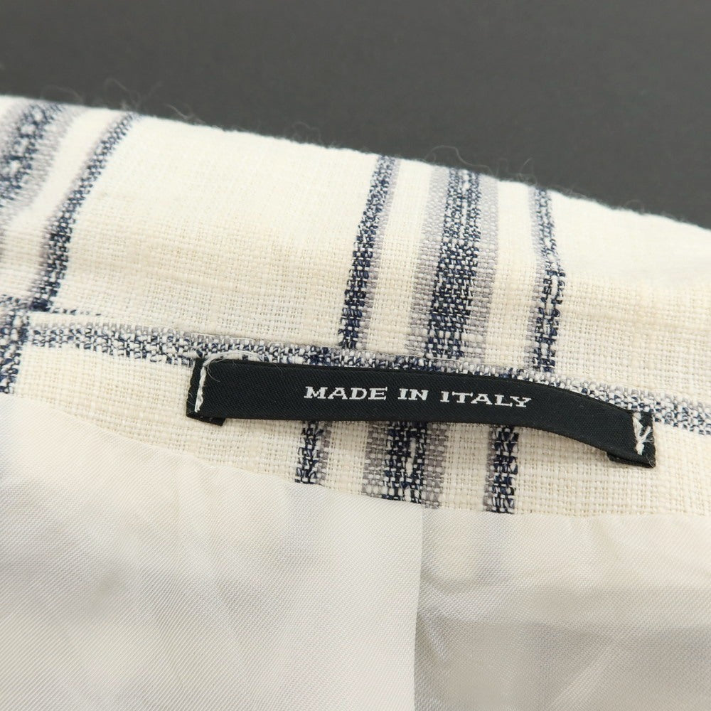 【中古】タリアトーレ TAGLIATORE Brilla per il gusto別注 リネンコットンアクリルナイロン チェック 2B カジュアルジャケット ホワイトxネイビー【 42 】【 状態ランクC 】【 メンズ 】