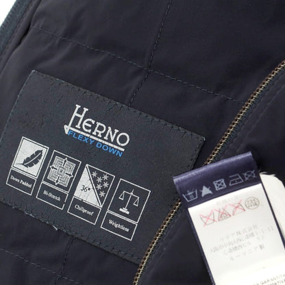 【中古】ヘルノ Herno ナイロンポリウレタン スタンドカラー ダブルジップ ダウンジャケット ネイビー【 44 】【 状態ランクC 】【 メンズ 】