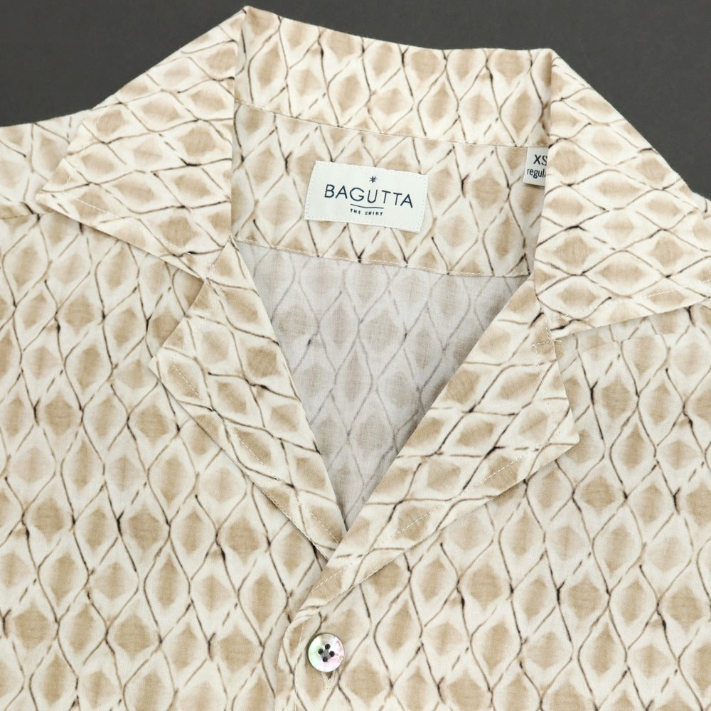 【中古】バグッタ Bagutta コットン 総柄 プリント オープンカラー カジュアルシャツ ブラウンxブラック【サイズXS】【 状態ランクC 】【 メンズ 】