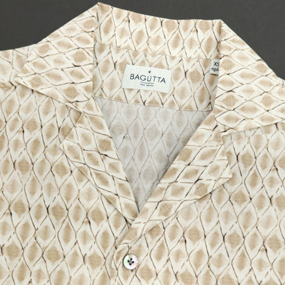 【中古】バグッタ Bagutta コットン 総柄 プリント オープンカラー カジュアルシャツ ブラウンxブラック【サイズXS】【 状態ランクC 】【 メンズ 】