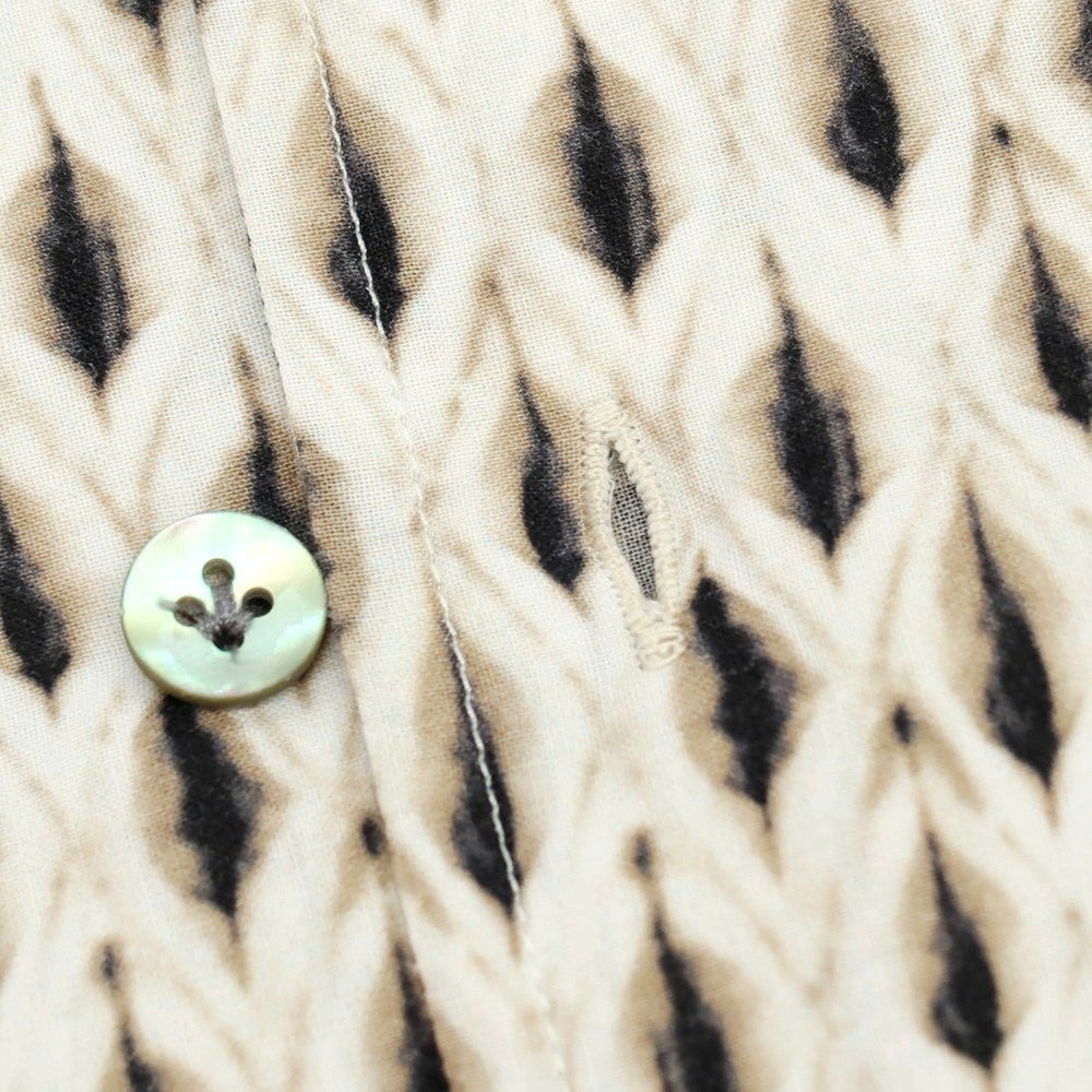 【中古】バグッタ Bagutta コットン 総柄 プリント オープンカラー カジュアルシャツ ブラウンxブラック【サイズXS】【 状態ランクC 】【 メンズ 】