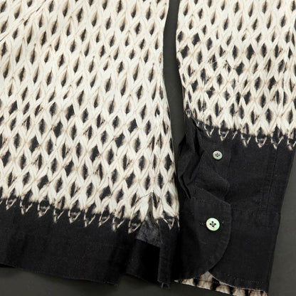 【中古】バグッタ Bagutta コットン 総柄 プリント オープンカラー カジュアルシャツ ブラウンxブラック【サイズXS】【 状態ランクC 】【 メンズ 】