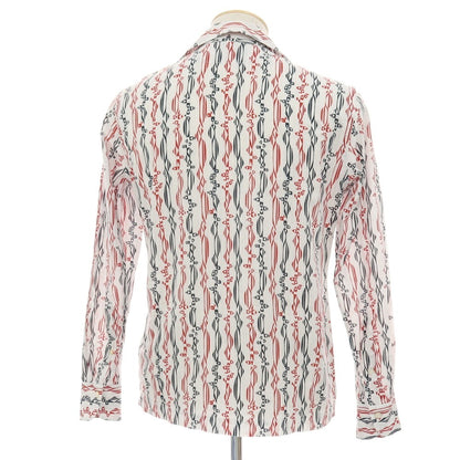 【中古】バグッタ Bagutta コットン 総柄 プリント オープンカラー カジュアルシャツ ホワイトxレッド【サイズXS】【 状態ランクB 】【 メンズ 】