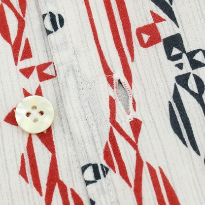 【中古】バグッタ Bagutta コットン 総柄 プリント オープンカラー カジュアルシャツ ホワイトxレッド【サイズXS】【 状態ランクB 】【 メンズ 】