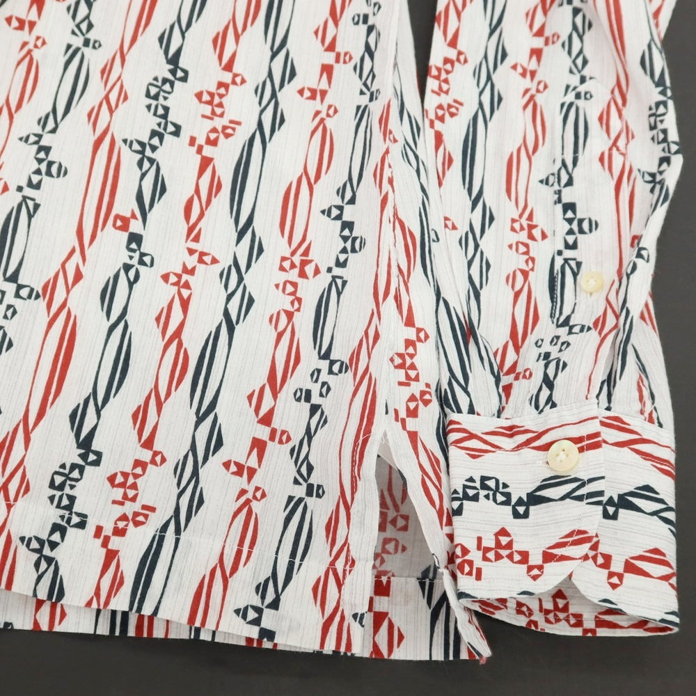 【中古】バグッタ Bagutta コットン 総柄 プリント オープンカラー カジュアルシャツ ホワイトxレッド【サイズXS】【 状態ランクB 】【 メンズ 】