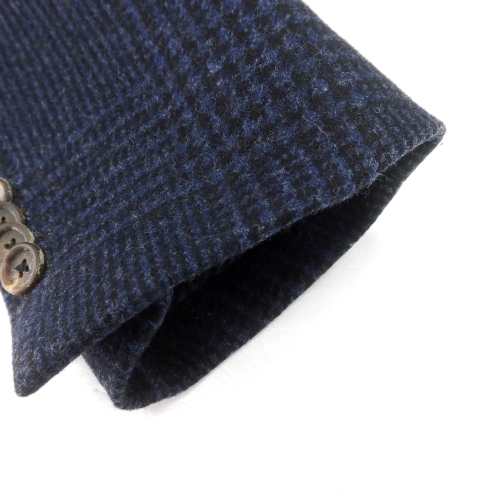 【中古】ラルディーニ LARDINI ウールナイロン グレンチェック チェスターフィールドコート ネイビー【 46 】【 状態ランクB 】【 メンズ 】