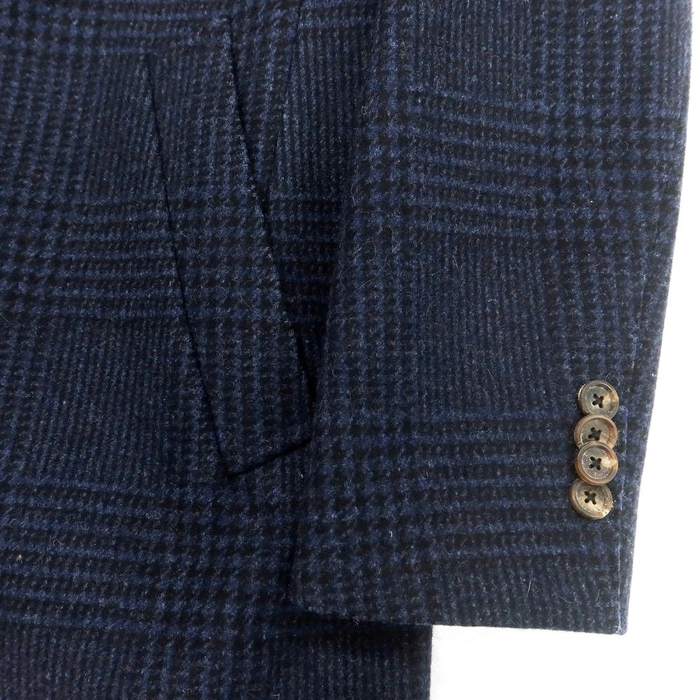 【中古】ラルディーニ LARDINI ウールナイロン グレンチェック チェスターフィールドコート ネイビー【 46 】【 状態ランクB 】【 メンズ 】