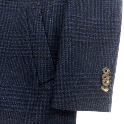 【中古】ラルディーニ LARDINI ウールナイロン グレンチェック チェスターフィールドコート ネイビー【 46 】【 状態ランクB 】【 メンズ 】
