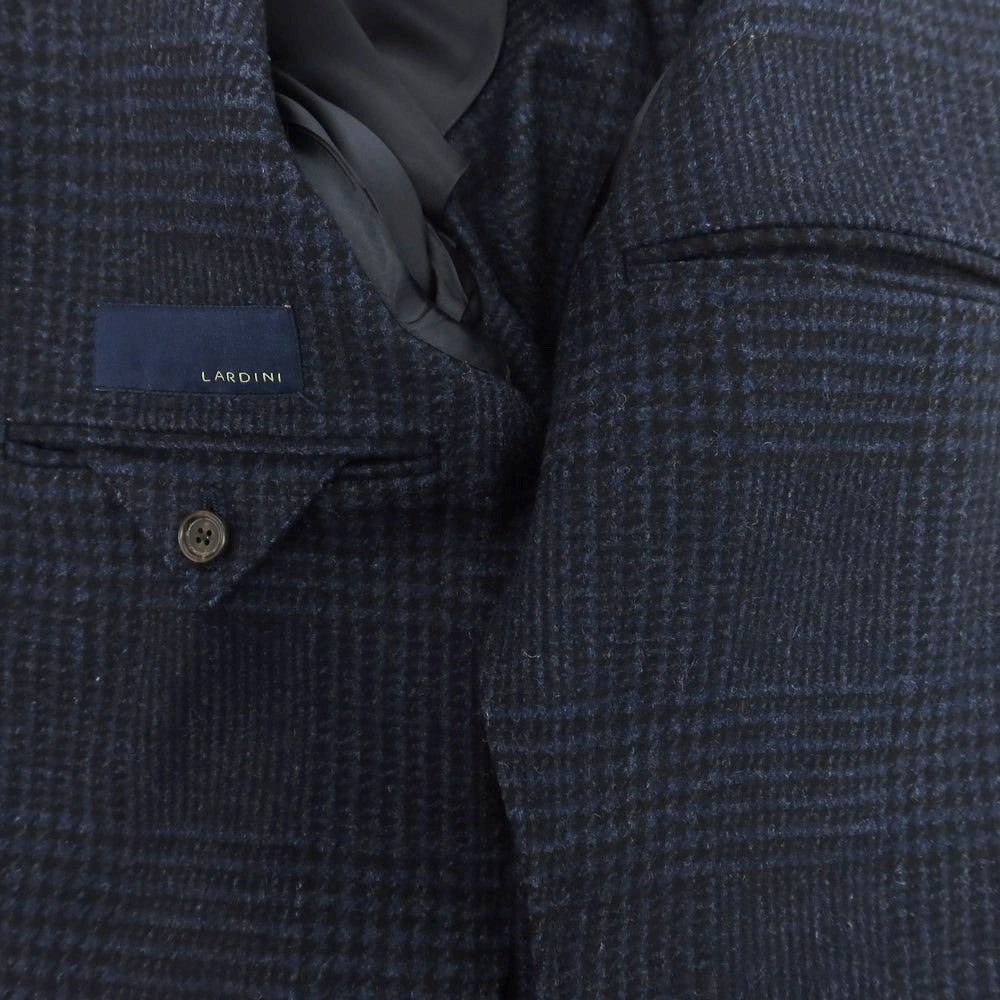 【中古】ラルディーニ LARDINI ウールナイロン グレンチェック チェスターフィールドコート ネイビー【 46 】【 状態ランクB 】【 メンズ 】