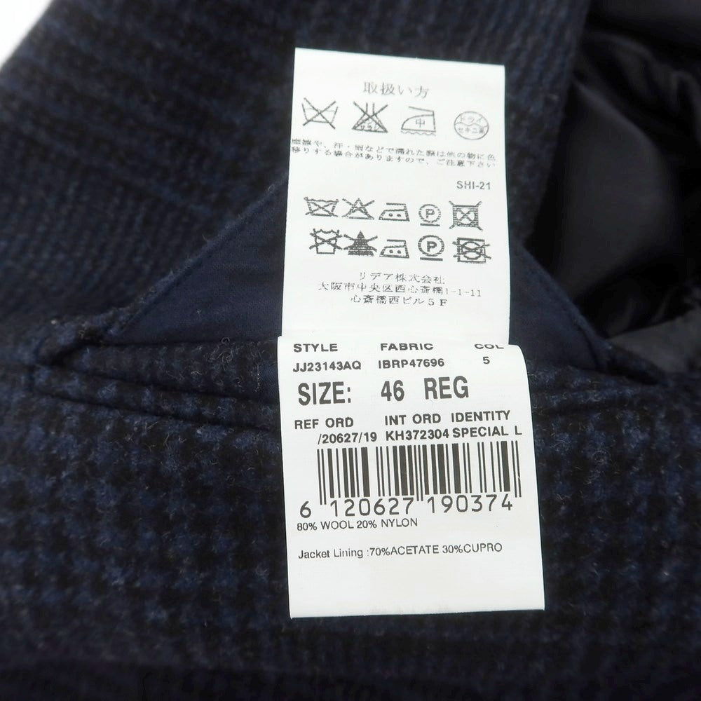 【中古】ラルディーニ LARDINI ウールナイロン グレンチェック チェスターフィールドコート ネイビー【 46 】【 状態ランクB 】【 メンズ 】
