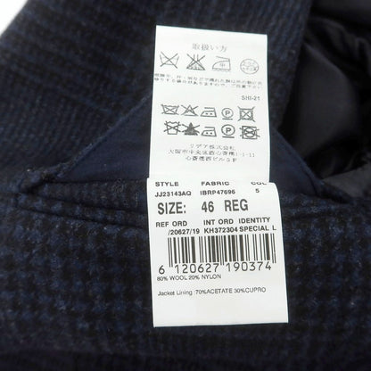 【中古】ラルディーニ LARDINI ウールナイロン グレンチェック チェスターフィールドコート ネイビー【 46 】【 状態ランクB 】【 メンズ 】