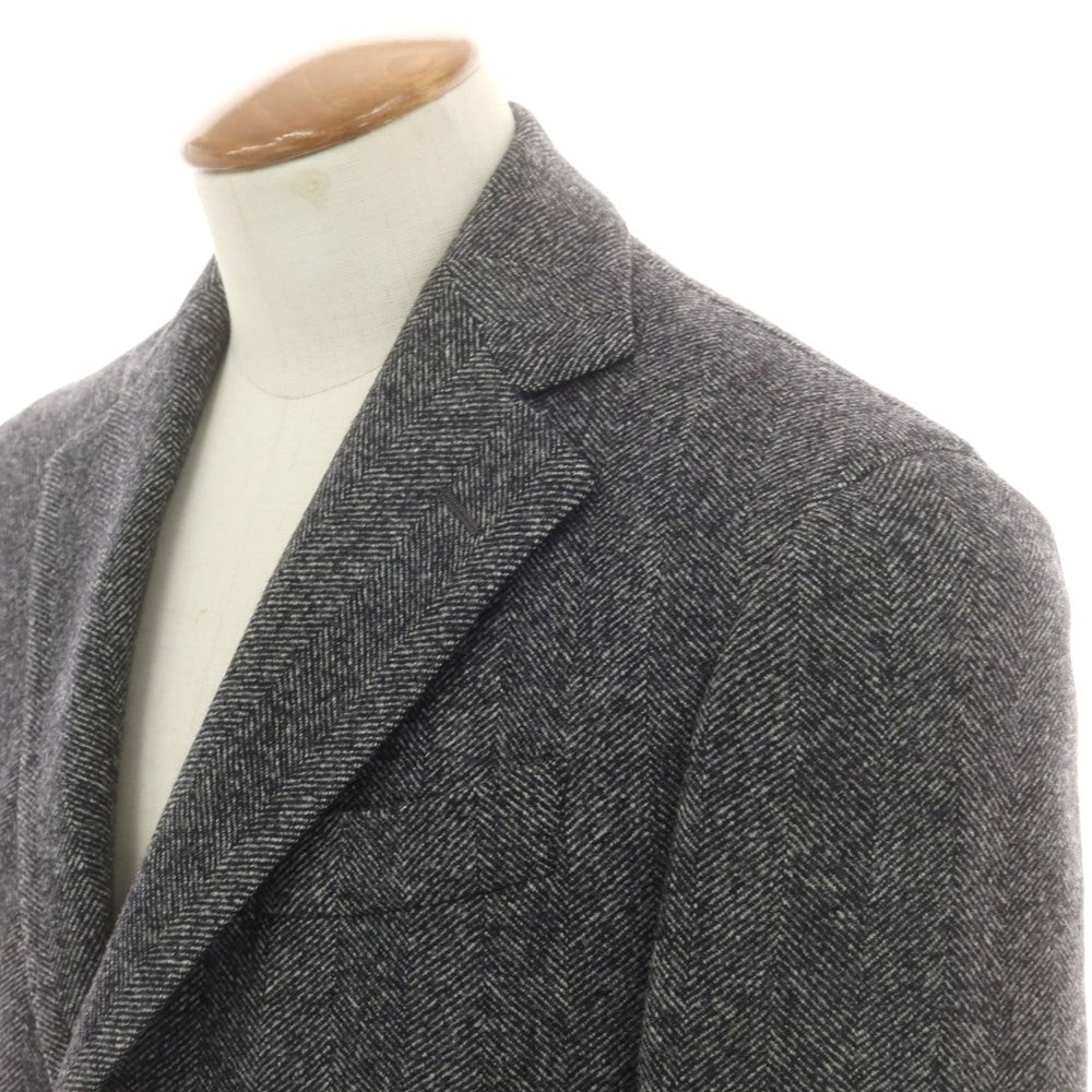 【中古】ラルディーニ LARDINI ウールカシミヤ ヘリンボーン織り チェスターフィールドコート グレー【 46 】【 状態ランクB 】【 メンズ 】