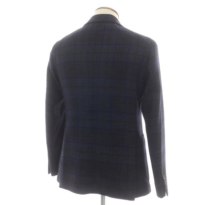 【中古】タリアトーレ TAGLIATORE ウールアセテート チェック テーラードジャケット ネイビーxブラック【 46 】【 状態ランクB 】【 メンズ 】
