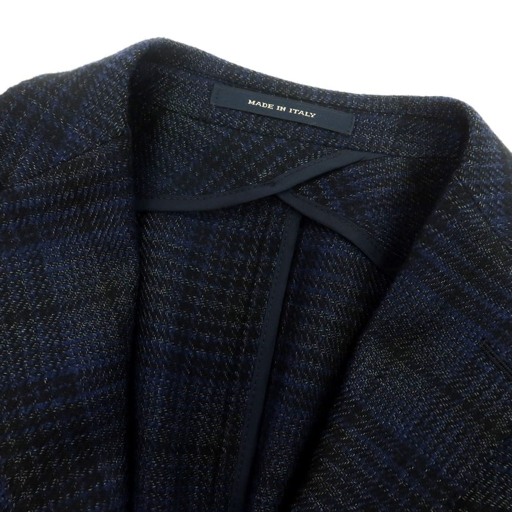 【中古】タリアトーレ TAGLIATORE ウールアセテート チェック テーラードジャケット ネイビーxブラック【 46 】【 状態ランクB 】【 メンズ 】