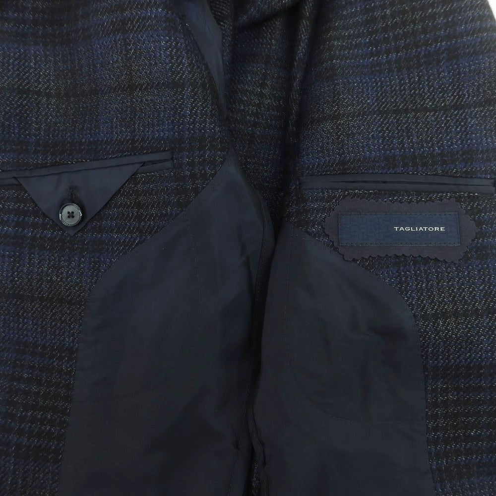 【中古】タリアトーレ TAGLIATORE ウールアセテート チェック テーラードジャケット ネイビーxブラック【 46 】【 状態ランクB 】【 メンズ 】