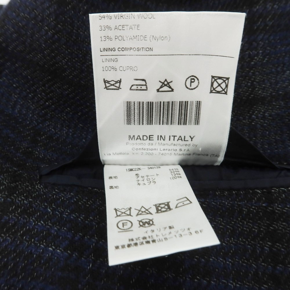 【中古】タリアトーレ TAGLIATORE ウールアセテート チェック テーラードジャケット ネイビーxブラック【 46 】【 状態ランクB 】【 メンズ 】