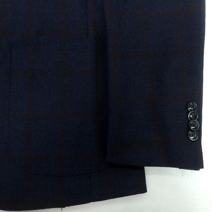 【中古】バルバ BARBA ウール チェック テーラードジャケット ネイビー【 46 】【 状態ランクA 】【 メンズ 】