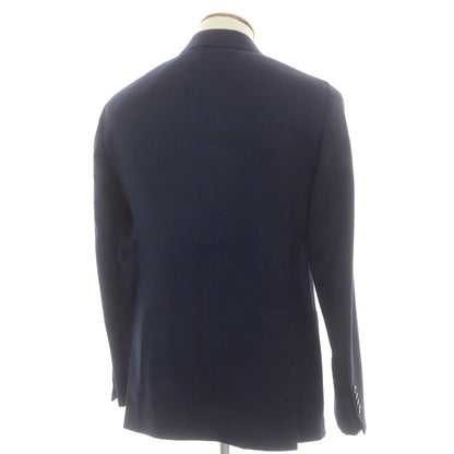 【中古】バルバ BARBA ウール チェック テーラードジャケット ネイビー【 46 】【 状態ランクA 】【 メンズ 】