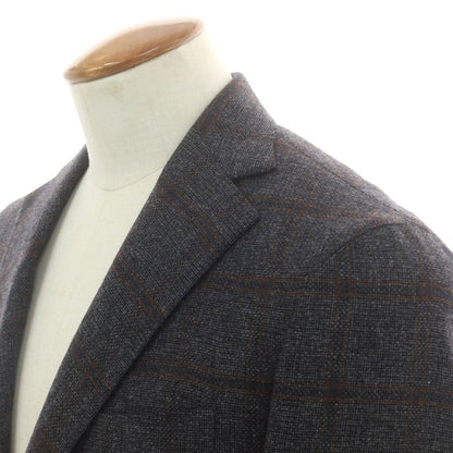 【中古】バルバ BARBA ウールカシミヤ チェック テーラードジャケット グレーxブラック【 46 】【 状態ランクB 】【 メンズ 】