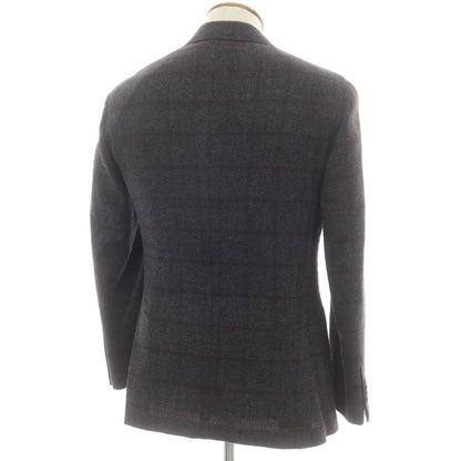 【中古】バルバ BARBA ウールカシミヤ チェック テーラードジャケット グレーxブラック【 46 】【 状態ランクB 】【 メンズ 】