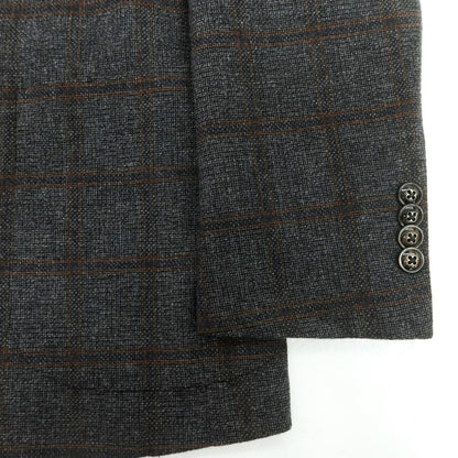 【中古】バルバ BARBA ウールカシミヤ チェック テーラードジャケット グレーxブラック【 46 】【 状態ランクB 】【 メンズ 】