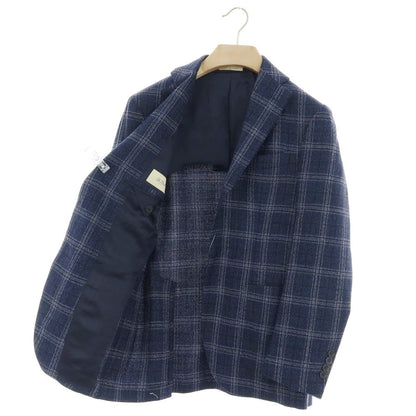 【中古】デペトリロ DE PETRILLO ウール チェック 3B テーラードジャケット ネイビー【 46 】【 状態ランクA 】【 メンズ 】