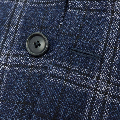 【中古】デペトリロ DE PETRILLO ウール チェック 3B テーラードジャケット ネイビー【 46 】【 状態ランクA 】【 メンズ 】