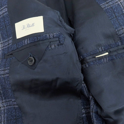 【中古】デペトリロ DE PETRILLO ウール チェック 3B テーラードジャケット ネイビー【 46 】【 状態ランクA 】【 メンズ 】