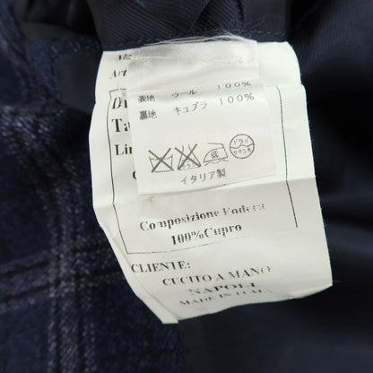 【中古】デペトリロ DE PETRILLO ウール チェック 3B テーラードジャケット ネイビー【 46 】【 状態ランクA 】【 メンズ 】