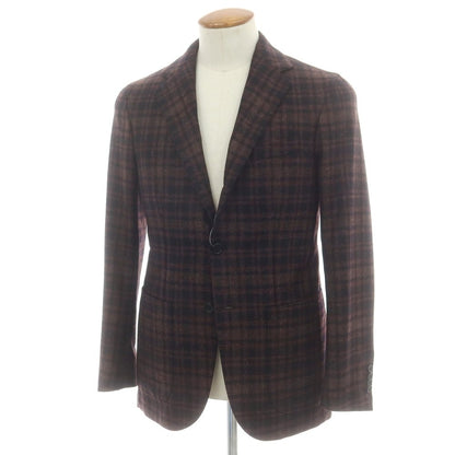 【中古】デペトリロ DE PETRILLO ウール チェック テーラードジャケット ブラックxワインレッド【 46 】【 状態ランクA 】【 メンズ 】