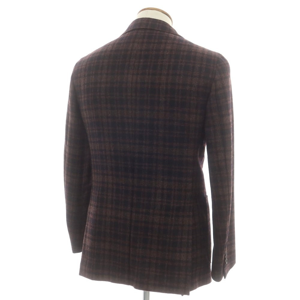 【中古】デペトリロ DE PETRILLO ウール チェック テーラードジャケット ブラックxワインレッド【 46 】【 状態ランクA 】【 メンズ 】