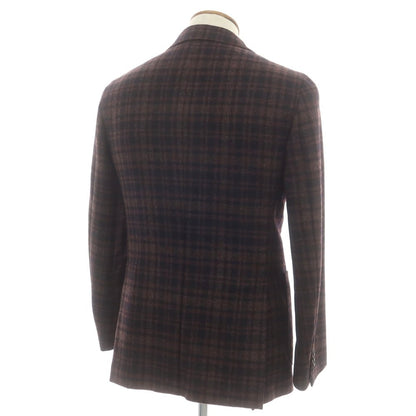 【中古】デペトリロ DE PETRILLO ウール チェック テーラードジャケット ブラックxワインレッド【 46 】【 状態ランクA 】【 メンズ 】