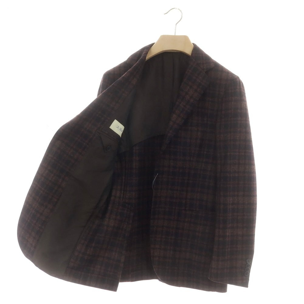 【中古】デペトリロ DE PETRILLO ウール チェック テーラードジャケット ブラックxワインレッド【 46 】【 状態ランクA 】【 メンズ 】