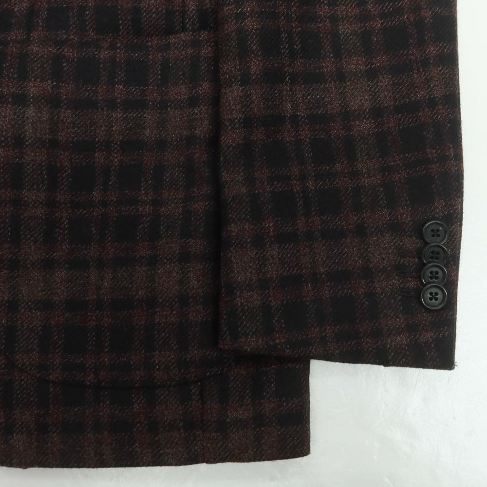 【中古】デペトリロ DE PETRILLO ウール チェック テーラードジャケット ブラックxワインレッド【 46 】【 状態ランクA 】【 メンズ 】