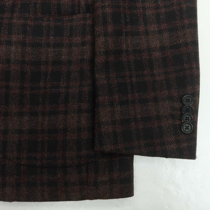 【中古】デペトリロ DE PETRILLO ウール チェック テーラードジャケット ブラックxワインレッド【 46 】【 状態ランクA 】【 メンズ 】