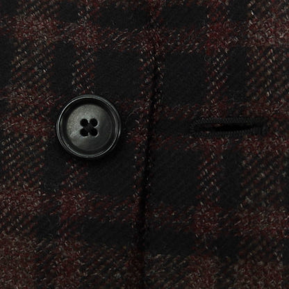 【中古】デペトリロ DE PETRILLO ウール チェック テーラードジャケット ブラックxワインレッド【 46 】【 状態ランクA 】【 メンズ 】