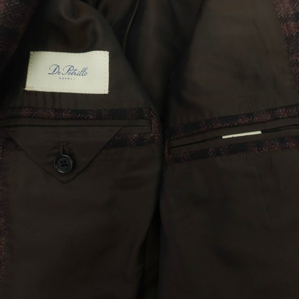 【中古】デペトリロ DE PETRILLO ウール チェック テーラードジャケット ブラックxワインレッド【 46 】【 状態ランクA 】【 メンズ 】