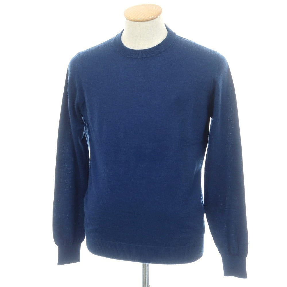【中古】ヒルトン HILTON ハイゲージ カシミヤ クルーネック プルオーバーニット ダークブルー系【 M 】【 状態ランクC 】【 メンズ 】