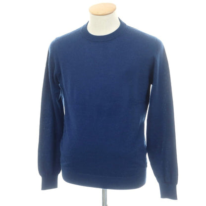 【中古】ヒルトン HILTON ハイゲージ カシミヤ クルーネック プルオーバーニット ダークブルー系【 M 】【 状態ランクC 】【 メンズ 】