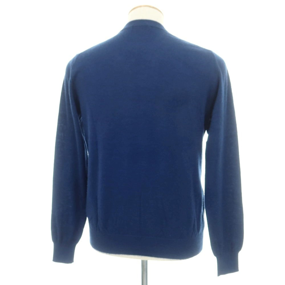 【中古】ヒルトン HILTON ハイゲージ カシミヤ クルーネック プルオーバーニット ダークブルー系【 M 】【 状態ランクC 】【 メンズ 】