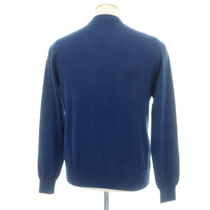 【中古】ヒルトン HILTON ハイゲージ カシミヤ クルーネック プルオーバーニット ダークブルー系【 M 】【 状態ランクC 】【 メンズ 】