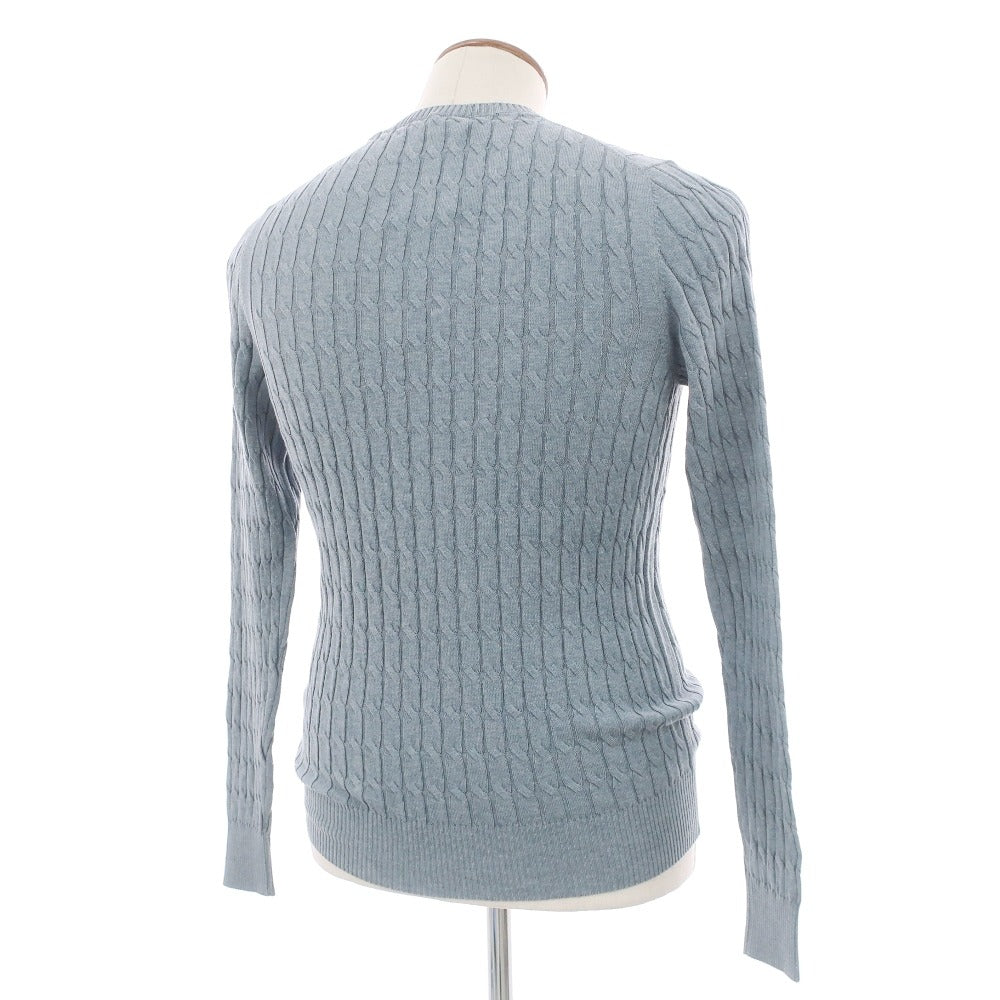 【中古】グランサッソ GRAN SASSO ケーブル編み ハイゲージ コットン クルーネック プルオーバーニット グレイッシュブルー【サイズ46】【 状態ランクB 】【 メンズ 】
