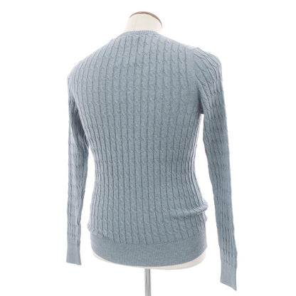 【中古】グランサッソ GRAN SASSO ケーブル編み ハイゲージ コットン クルーネック プルオーバーニット グレイッシュブルー【サイズ46】【 状態ランクB 】【 メンズ 】