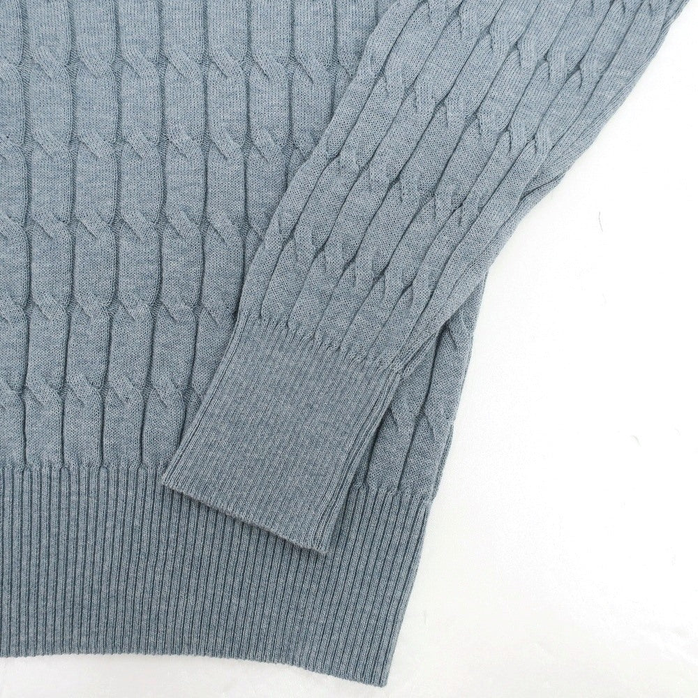 【中古】グランサッソ GRAN SASSO ケーブル編み ハイゲージ コットン クルーネック プルオーバーニット グレイッシュブルー【サイズ46】【 状態ランクB 】【 メンズ 】