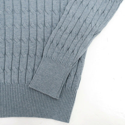 【中古】グランサッソ GRAN SASSO ケーブル編み ハイゲージ コットン クルーネック プルオーバーニット グレイッシュブルー【サイズ46】【 状態ランクB 】【 メンズ 】