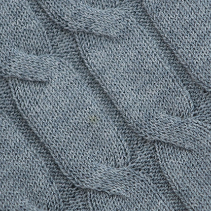 【中古】グランサッソ GRAN SASSO ケーブル編み ハイゲージ コットン クルーネック プルオーバーニット グレイッシュブルー【サイズ46】【 状態ランクB 】【 メンズ 】