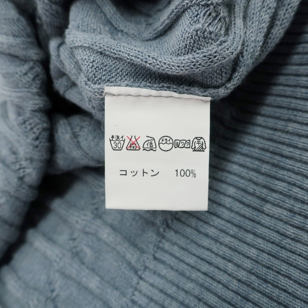 【中古】グランサッソ GRAN SASSO ケーブル編み ハイゲージ コットン クルーネック プルオーバーニット グレイッシュブルー【サイズ46】【 状態ランクB 】【 メンズ 】