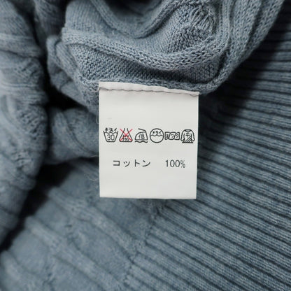 【中古】グランサッソ GRAN SASSO ケーブル編み ハイゲージ コットン クルーネック プルオーバーニット グレイッシュブルー【サイズ46】【 状態ランクB 】【 メンズ 】