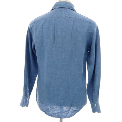 【中古】フィナモレ Finamore リネン ホリゾンタルカラー カジュアルシャツ ブルー【サイズS】【 状態ランクC 】【 メンズ 】